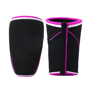 Mangas de compresión para codo y rodilleras de neopreno con cierre de velcro, negro y rosa - Product Image 6