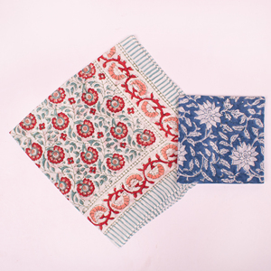Vintage Block Printed Bandana Cotton <b>Square</b> <b>Scarf</b> Floral Hand Drawn Ethnic Style Durable Spring Autumn Casual Wear - Product Image 4