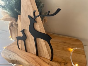 Décoration de Noël en bois avec silhouettes de cerfs, décoration de table minimaliste pour la maison, thème forêt hivernale pour la saison des fêtes - Product Image 3