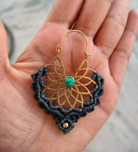 Pendientes Colgantes de Macramé Vintage Hechos a Mano, Chapados en Oro de 14k, con Cordón de Plata, Abalorios Pequeños, Joyería de Moda - Product Image 3