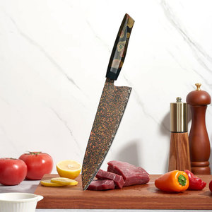 Cuchillo de cocina de cobre damasco de alta calidad con mango de madera estabilizada para restaurantes, catering y uso doméstico. - Product Image 6