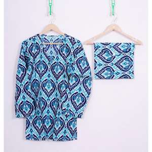 Ensemble pyjama de nuit pour femmes, fait main, hiver, imprimé floral de luxe, 100% coton respirant, col en V, cadeau pour demoiselle d'honneur - Product Image 2