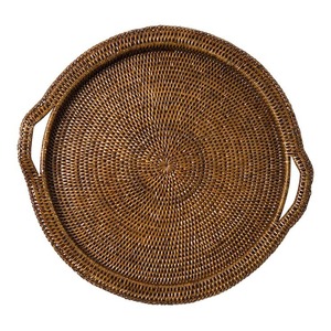 ถาดตกแต่งใยพืชทอทรงสี่เหลี่ยมพร้อมหูจับ สไตล์ชนบท งานฝีมือหวายไม้ไผ่ ชิ้นเดียว - Product Image 5