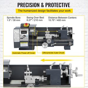 1100W precisione 8x16 versione di lusso tornio in metallo Mini banco superiore Mini fresatrice a velocità variabile macchine per il taglio dei metalli - Product Image 5