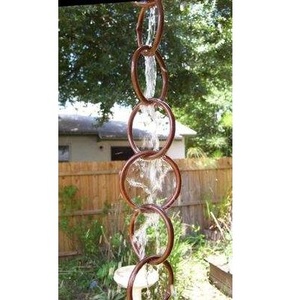 Chaîne de pluie décorative élégante en cuivre rustique, pour gouttière, élément aquatique extérieur de jardin - Product Image 1