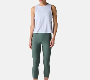 SPRINT SPORTS Pantalon Capri de Cyclisme Sans Couture Taille Haute pour Femme Vert Foncé en Spandex et Nylon Extensible Tenue Athlétique - Product Image 2