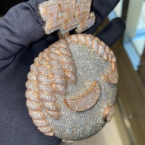 Trendy Iced Bling Bling VVS Moissanite Cute Face Cartoon 925 Silver IGI Certified High Quality Hip Hop 3D Claw Setting Pendant - Product Image 4