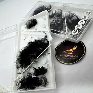 Extensions de cils en bouquets de volume préfabriqués 10D en gros, 0,07 mm, 13 mm, en fibres synthétiques PBT coréennes faites à la main - Product Image 5
