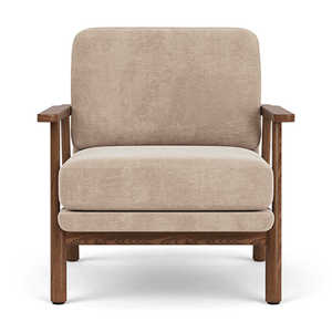 Fauteuil rembourré moderne avec design à pieds bas pour usage intérieur, assise en tissu et pieds en bois, meubles de salon - Product Image 3