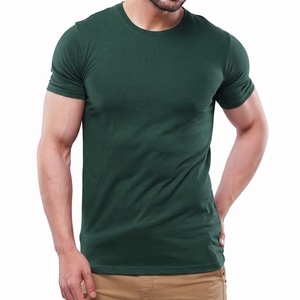 T-shirt vert à manches courtes pour homme, 100 % coton, col rond, coupe ample, jersey décontracté, tissu peigné anti-boulochage, 120 g - Product Image 4