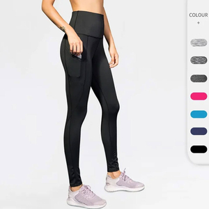 High Waist Yoga <b>Leggings</b> Full Length Solid Color <b>With</b> <b>Pockets</b> Four-Way Stretch Seamless Design For Women Workout Pants - Product Image 3