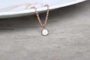 <b>Opal</b> <b>Necklace</b> October Birthstone Bridesmaids Gift 925 Sterling Silver 14k Rose Gold Plated Minimalist Jewelry - Product Image 6