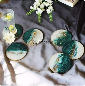 Juego de Posavasos Modernos de Resina, Hechos a Mano, de Lujo, Cuadrados de 4x4 Pulgadas, Colores y Logotipo Personalizados, para Hogar, Cafetería, Tradebyd - Product Image 1