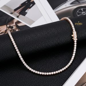 Collier tennis en argent 925, coupe ronde, aspect diamant, chaîne classique de luxe - Product Image 5