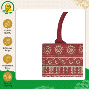 Sac fourre-tout en jute de qualité supérieure, style bohème à motifs géométriques, facile à transporter, avec poignée en sangle rembourrée, pour femmes - Product Image 5