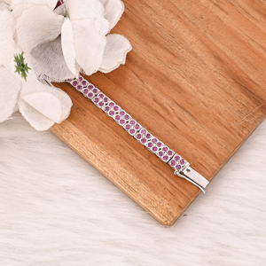 Natural <b>Gemstone</b> Pink Tourmaline <b>Bracelet</b> in 925 Sterling Silver Handmade Luxury Jewelry for Unisex - Product Image 3