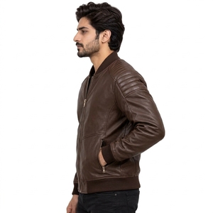 Veste en cuir pour homme, style décontracté, avec fermeture éclair sur le devant et col montant, prix bas, meilleur design, cuir d'agneau de haute qualité - Product Image 4