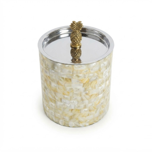 Seau à glace en métal martelé avec incrustation créative de nacre, refroidisseur à vin et champagne artisanal en acier inoxydable pour bars et hôtels - Product Image 2