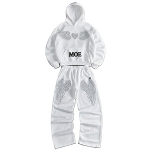 Custom Design <b>Men's</b> Rhinestone Hoodies ODM Wholesale Casual Winter Streetwear Low MOQ Manufacturing High GSM <b>Pullover</b> Hoodie Set - Product Image 2