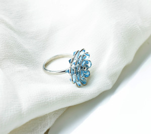 Grand Veridian Petal Swiss Blue Topaz Triple-Tiered Floral Masterpiece <b>Ring</b> in 925 Sterling Silver - Product Image 3