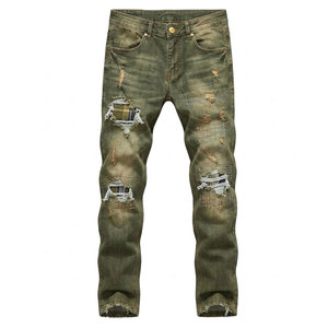 Jeans déchirés tendance pour hommes, coupe slim, style urbain, décontracté, confortable, durable, à porter au quotidien - Product Image 1