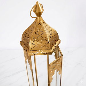 Gold Metal Handmade Eco-Friendly Ramadan Lantern Cutout Hanging Candle Holder Portable Decor for Home Wedding Garden - Product Image 5