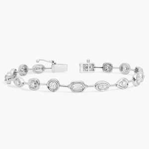 Mixed Shape Diamond Fashion Bracelet with Round and Baguette Diamonds in White Gold - Product Image 3