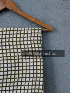 Tela de Algodón Estampada a Mano de Primera Calidad, Diseño a Cuadros Verde Oliva, 100% Algodón, Material para Vestidos por Metro - Product Image 4