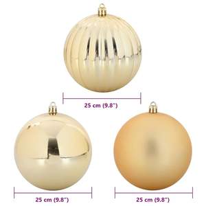 ชุดลูกบอลประดับต้นคริสต์มาสพลาสติกสีทองขนาด XXL 3 ชิ้น - Product Image 5