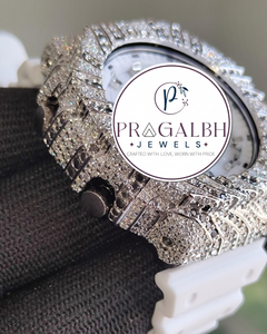 นาฬิกา Pragalbh Jewels ประดับเพชรแบบ Iced Out พร้อมเพชรโมอิสซาไนต์ฝังแบบไมโครพาเว่ ตัวเรือนสแตนเลสสตีลสุดหรู สไตล์ฮิปฮอปสำหรับผู้ชาย - Product Image 3