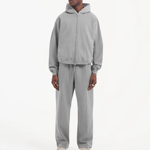Oversized Zip Hoodie <b>Drop</b> Shoulder Suit Blank Casual Streetwear Tracksuits for Men Custom Men'S <b>Acid</b> Washed Cotton Hoodies - Product Image 3