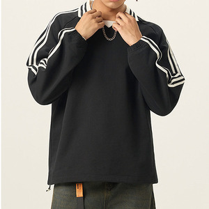 En Stock, Listo para Enviar, Ropa Urbana al por Mayor, ODM, Sudadera con Cuello Polo a Rayas de Color, 380 g/m², 100 % Algodón - Product Image 5