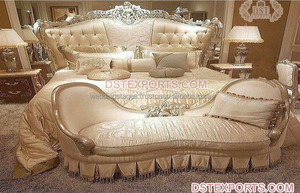 Cama de Madera de Teca de Lujo con Respaldo Alto Tallado y Mesitas de Noche, Muebles de Dormitorio Principal de Estilo Europeo Moderno - Product Image 5