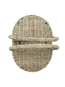 Handwoven Eco-Friendly Vintage Water Hyacinth Picnic <b>Basket</b> <b>Lid</b> Double Handles Oval Wicker Storage Hamper for Home Decoration - Product Image 3