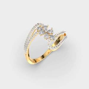 Diamond Flower <b>Ring</b>, <b>Open</b> Wrap Diamond <b>Ring</b>, Floral Cluster <b>Ring</b>, Pave Diamond <b>Ring</b>, Yellow Gold Statement <b>Ring</b>, Gift for Her - Product Image 3