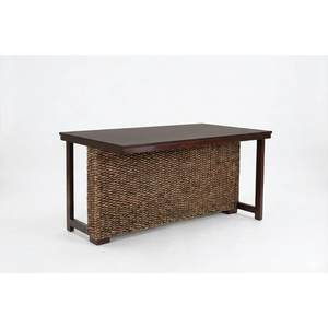 Ensemble de table à manger carrée VERONA en jacinthe d'eau élégante avec plateau en verre trempé, pieds en bois massif, écologique et durable, 6 places - Product Image 3