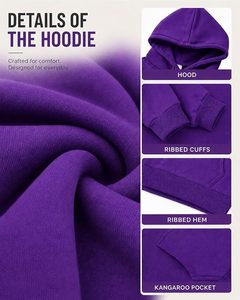 Sweat-shirt à capuche en polaire pour homme, couleur unie, coupe classique, décontracté, pour l'automne - Product Image 6