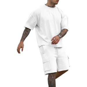Ensemble d'été personnalisable style vieilli unisexe, t-shirt vintage délavé à l'acide et short pour homme et femme - Product Image 2