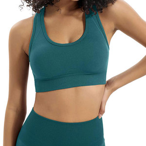Seamless Yoga <b>Set</b> 2 Piece High Waist Crop Top & Full Length Leggings Solid Color Racerback Sport Wear for Women - Product Image 4