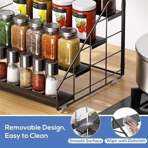 Étagère en métal noir multi-usages à 4 niveaux pour épices, sauces, bocaux et organisation de comptoir, rangement pour tasses et mugs, en provenance d'Inde - Product Image 6
