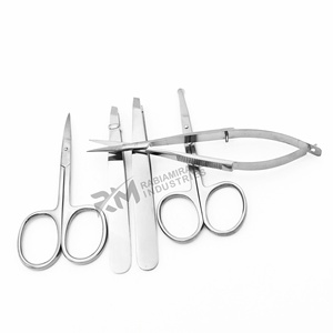 Pinzas de cejas ligeras de acero inoxidable con punta inclinada, producto de primera categoría RMI, juego de pinzas y tijeras para cejas plateadas - Product Image 2