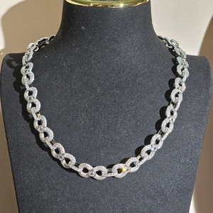 Cadena Cubana de Plata 925 con Moissanita VVS de Lujo, Joyería Hip Hop, Cadena Cubana con Incrustaciones de Moissanita para Hombres y Mujeres - Product Image 1