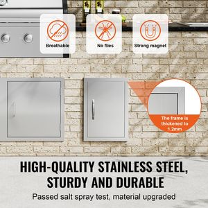 Porta di Accesso BBQ a Incasso in Acciaio Inossidabile 14W X 20H Pollici per Cucina Esterna, Accessori Singoli per Armadietti Verticali da Cucina - Product Image 3