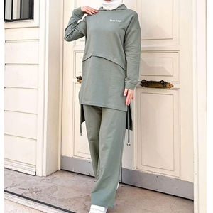 Nouvel ensemble de survêtement décontracté 2 pièces à capuche brodé à manches longues pour femmes musulmanes modestes, le plus vendu - Product Image 4