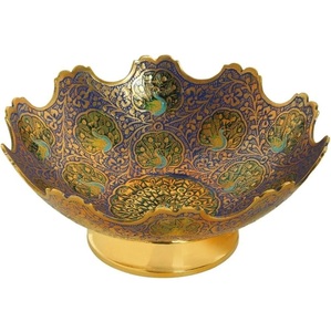 Cuenco indio hecho a mano de latón con trabajo de Minakari pintado a mano, cuenco decorativo para frutas a precio de fábrica directo al por mayor. - Product Image 5
