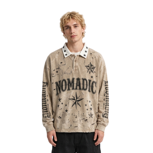 Maglione <span class=keywords><strong>Polo</strong></span> <span class=keywords><strong>Blu</strong></span> Cobalto con Lavaggio Acido, 400gsm, in <span class=keywords><strong>Felpa</strong></span> Densa, Alta Qualità, Ingrosso, Effetto Usurato, Caldo Invernale - Product Image 4