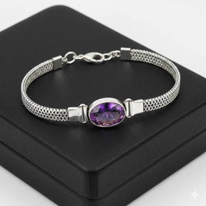 Bracelet ajustable Samrat Jewels en argent plaqué 925, fait main, style bohème, avec chaîne à maillons, pour femme, serti de topaze bleue taille poire - Product Image 3