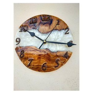 Horloge murale en résine de bois de qualité supérieure et horloge murale élégante en résine époxy noire, marron, blanche à prix avantageux - Product Image 3