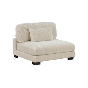 Sillón Modular Moderno de 1 Pieza, Sin Brazos, Tapizado en Tela de Pana Beige, Estructura de Madera Contrachapada, para Sala de Estar - Product Image 1