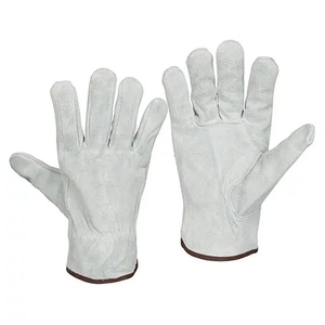 Standard <b>Drivers</b> <b>Gloves</b> with Unlined Cotton Cuff Cowhide Split Leather Abrasion Resistant Industrial Safety Personal Protective - Product Image 1